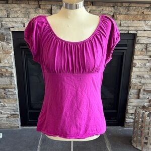 LOFT Fuchsia Scoop Neck Blouse